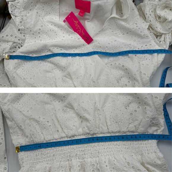 🆕 LILLY PULITZER 🧿 NWT Taviana Dress Resort White Circle Bloom Eyelet - Sz 12 - Picture 15 of 16
